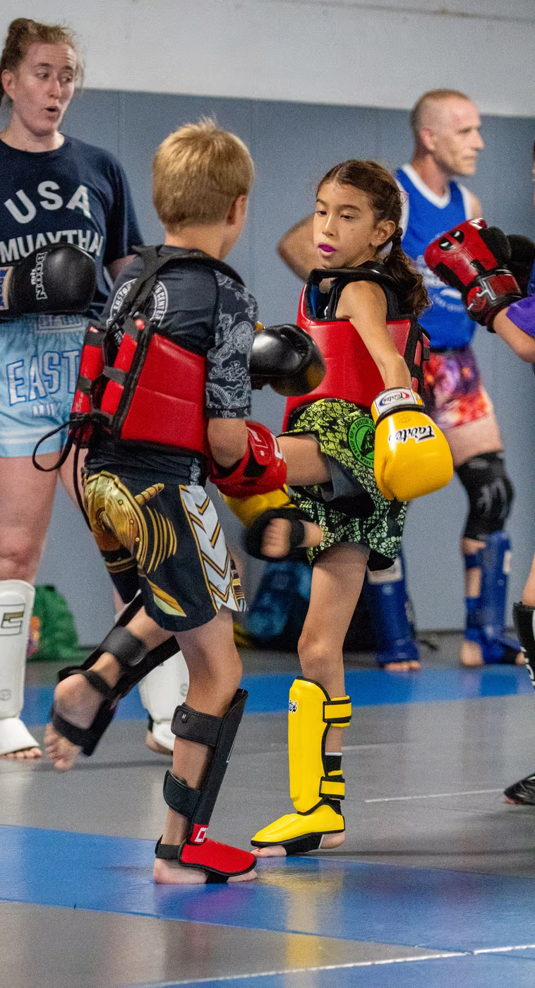 Kids Muay Thai class at Easton Boulder