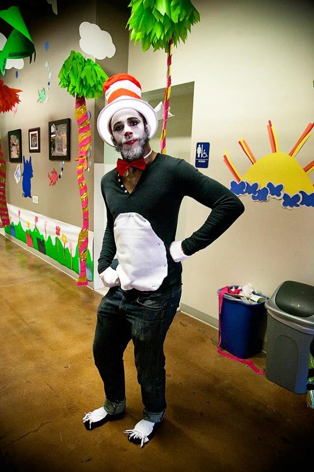 Easton Black Belt Shae Smith dressed up as the Cat in the Hat for the kids martial arts program Halloween party.