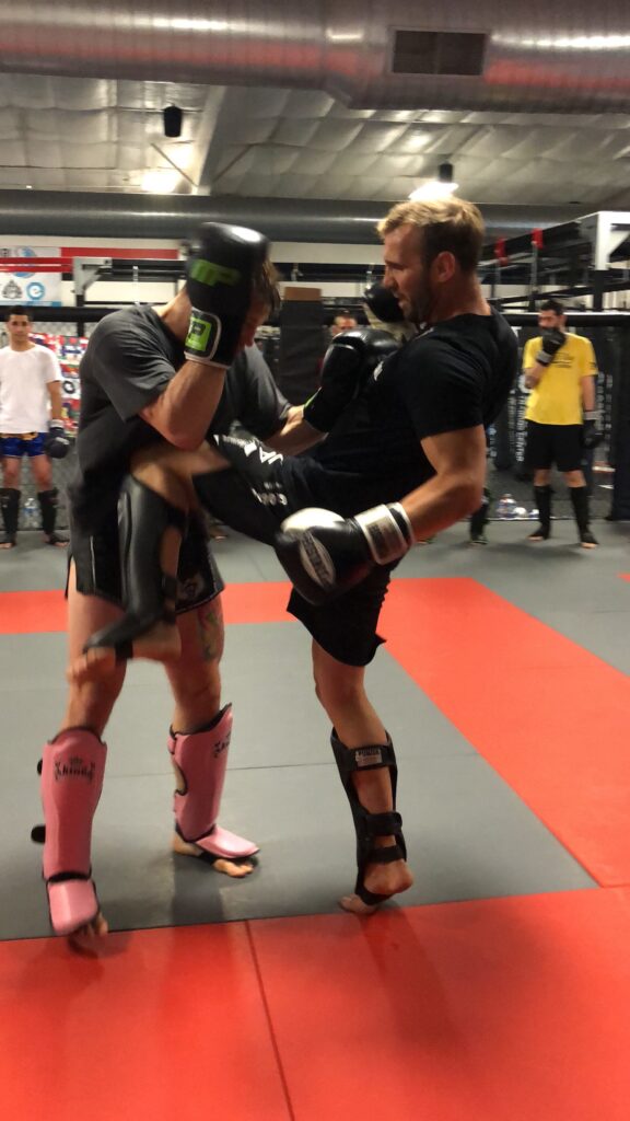 Nathan Corbett demonstrates a knee