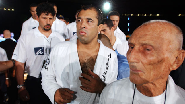 Royce Gracie with Helio Gracie at the UFC