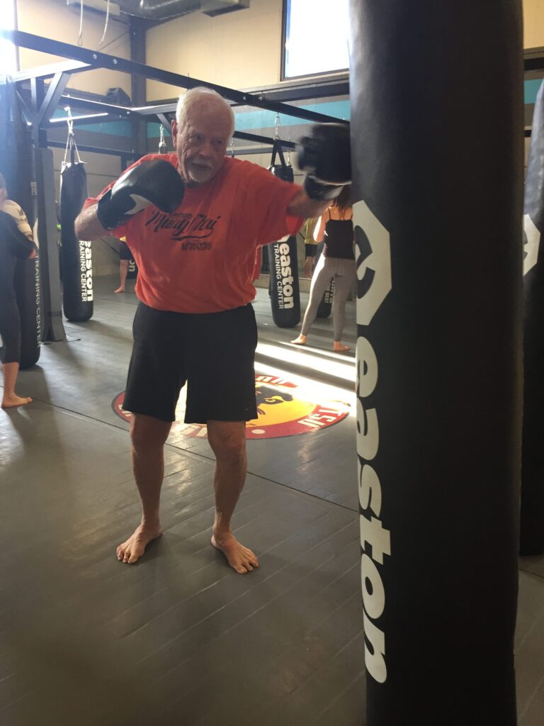 Easton Muay Thai student Richard Seals jabs the punching bag