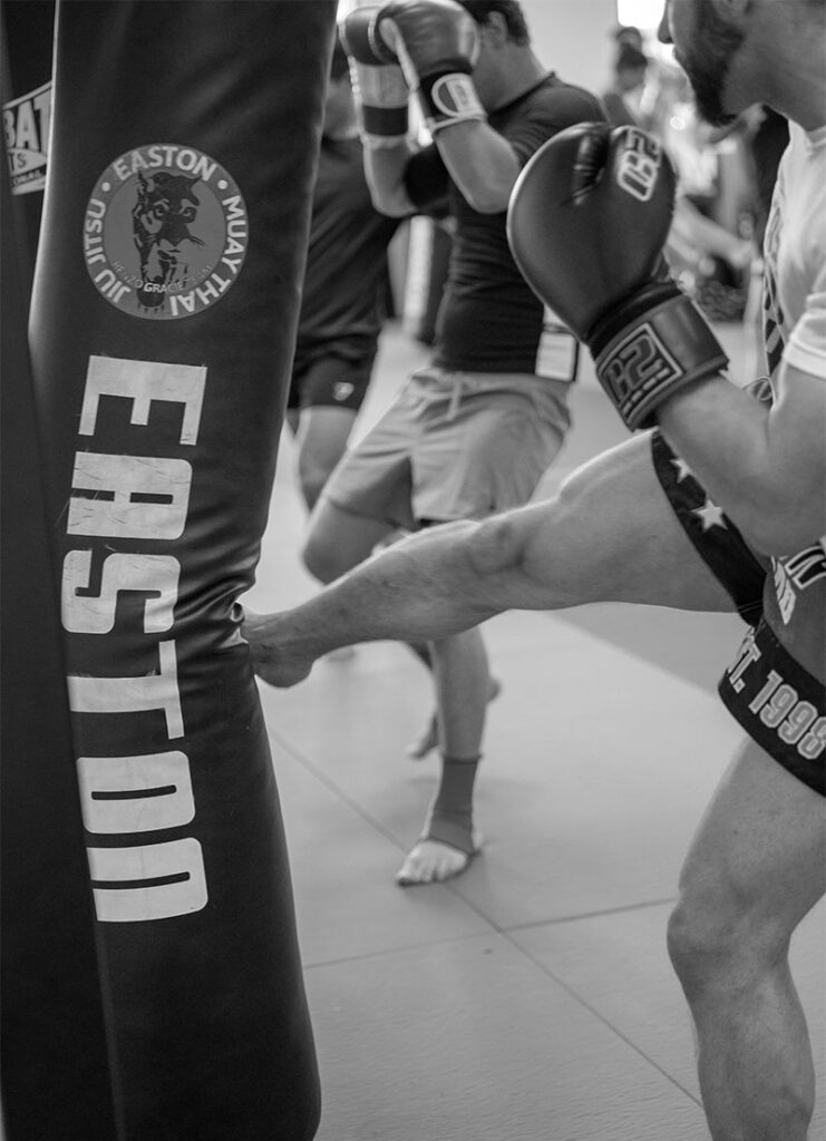 An image of a kickboxing lesson at Easton Training Center in Centennial, Colorado.