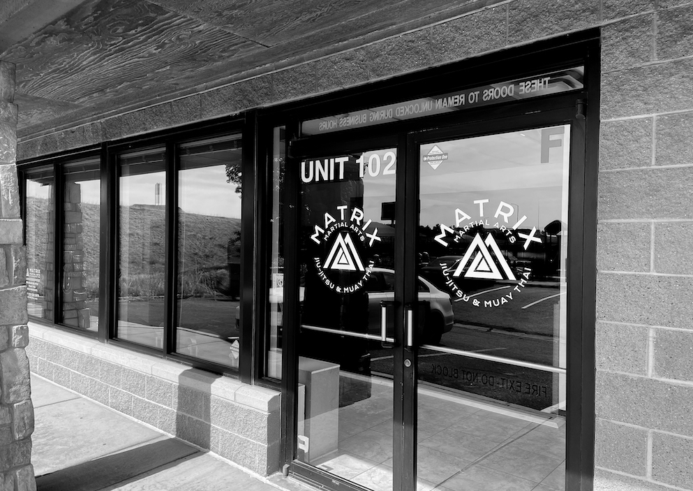 An image of the front entrance of Matrix Martial Arts, which is a jiu jitsu, Muay Thai, and kickboxing gym in Castle Rock, Colorado.