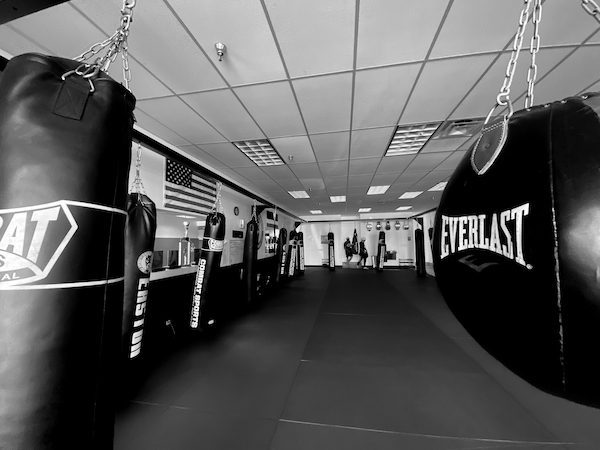 An image of punching and kicking bags at Easton Training Center in Centennial, Colorado.