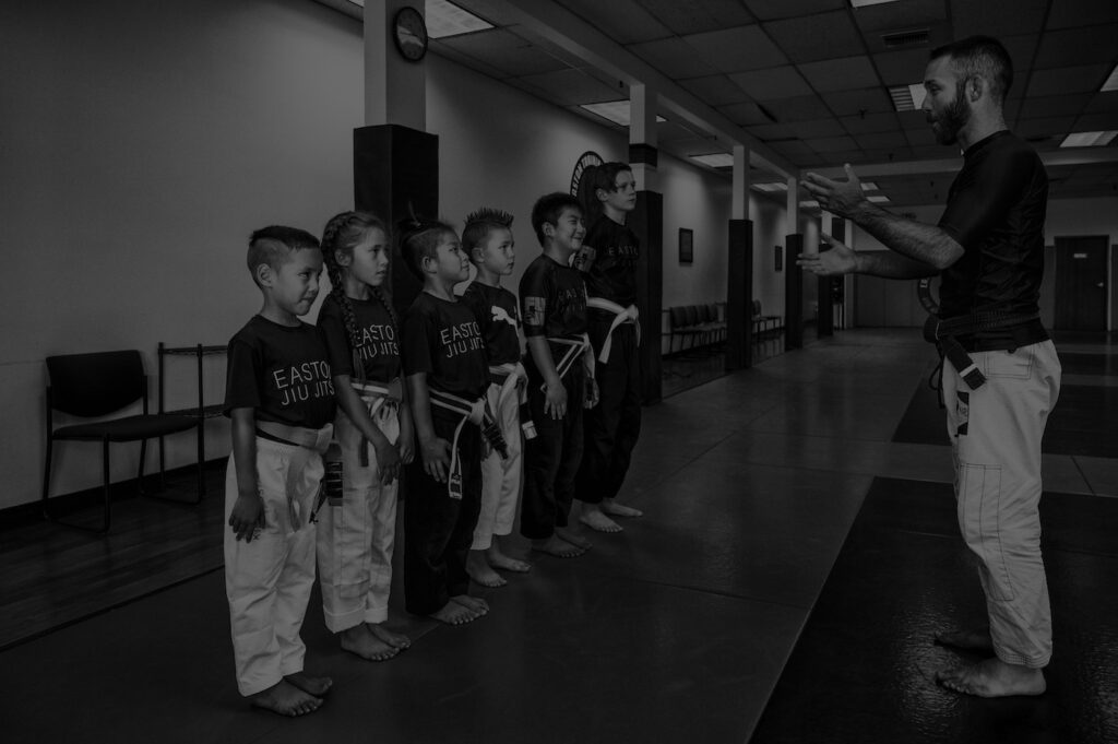 An image of several kids during a Martial Arts class at Easton Training Center in Colorado.