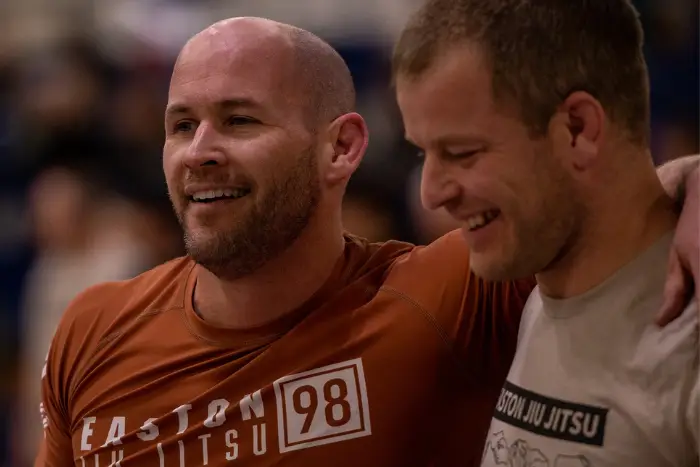 An image of a Jiu Jitsu competitor from Easton Training Center, smiling and feeling good after a competition.