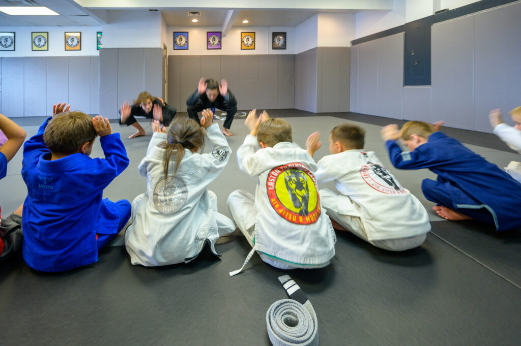 Kids during a jiu jitsu class in Castle Rock