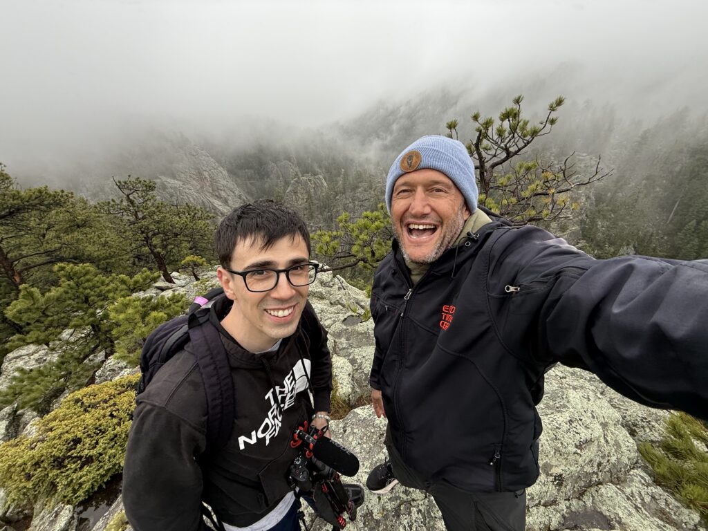 Filmmaker Bruce Grossman and Amal Easton on location at Boulder Canyon for the Easton Documentary