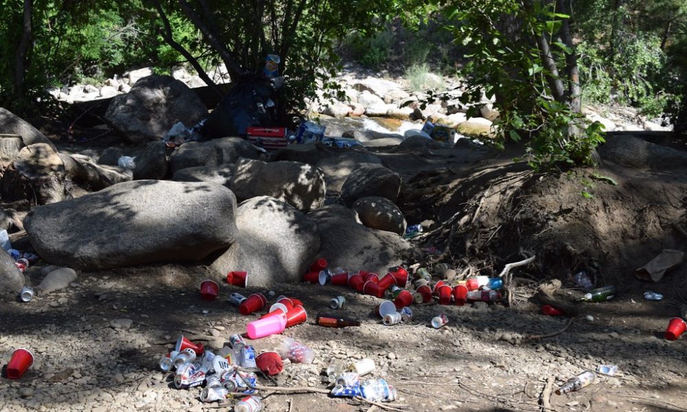 Beer cans and other trash littered Eben G. Fine Park in Boulder the morning after the Fourth of July.