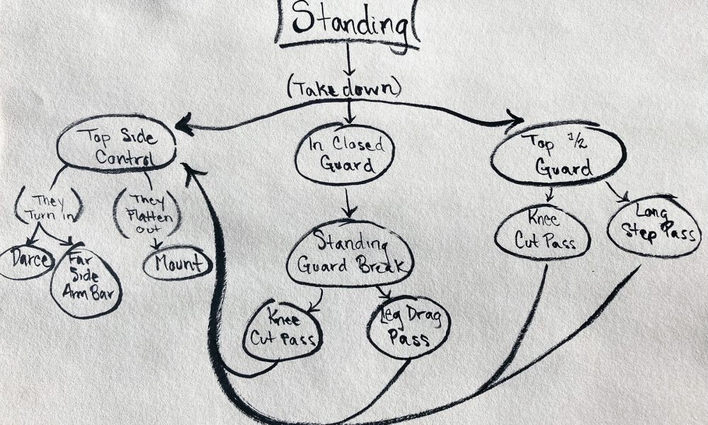 Image: Flow chart from Sarah Maureen's BJJ notebooks.