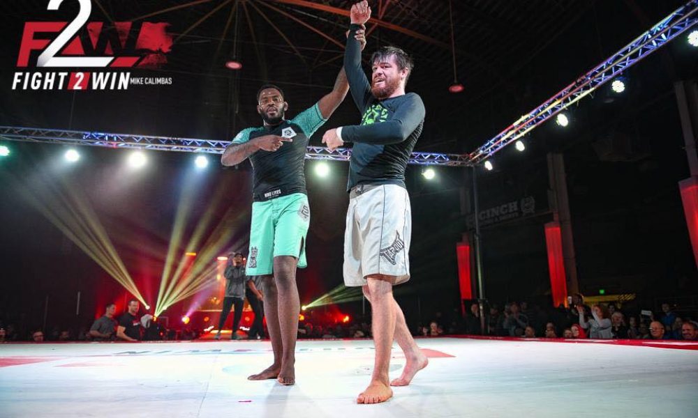 Photo by Mike Calimbas. Isiah Wright and his opponent at Fight to Win Pro on November 3 2018.